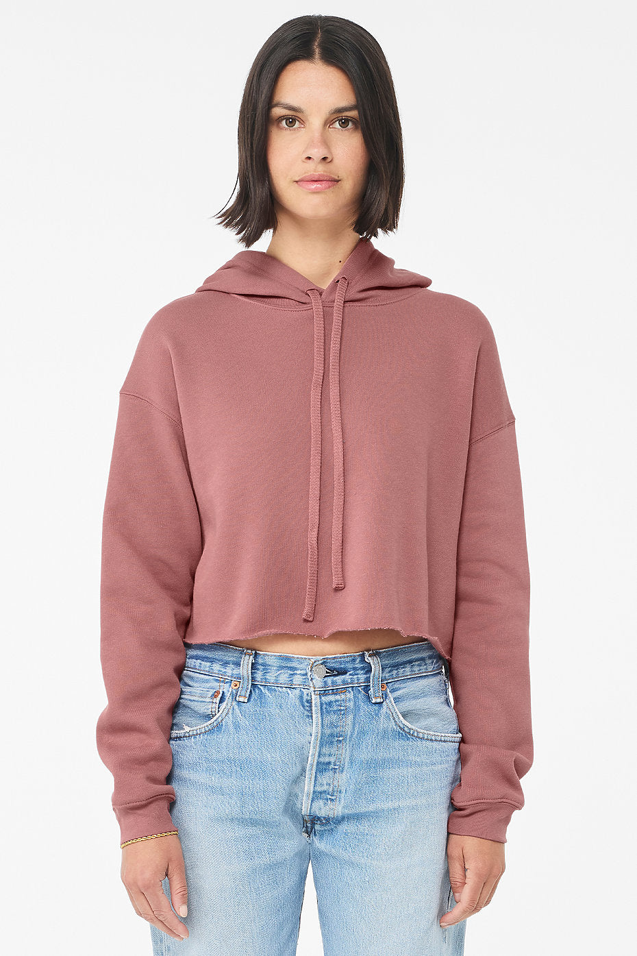 Trendy women's cropped fleece hoodie casual street style