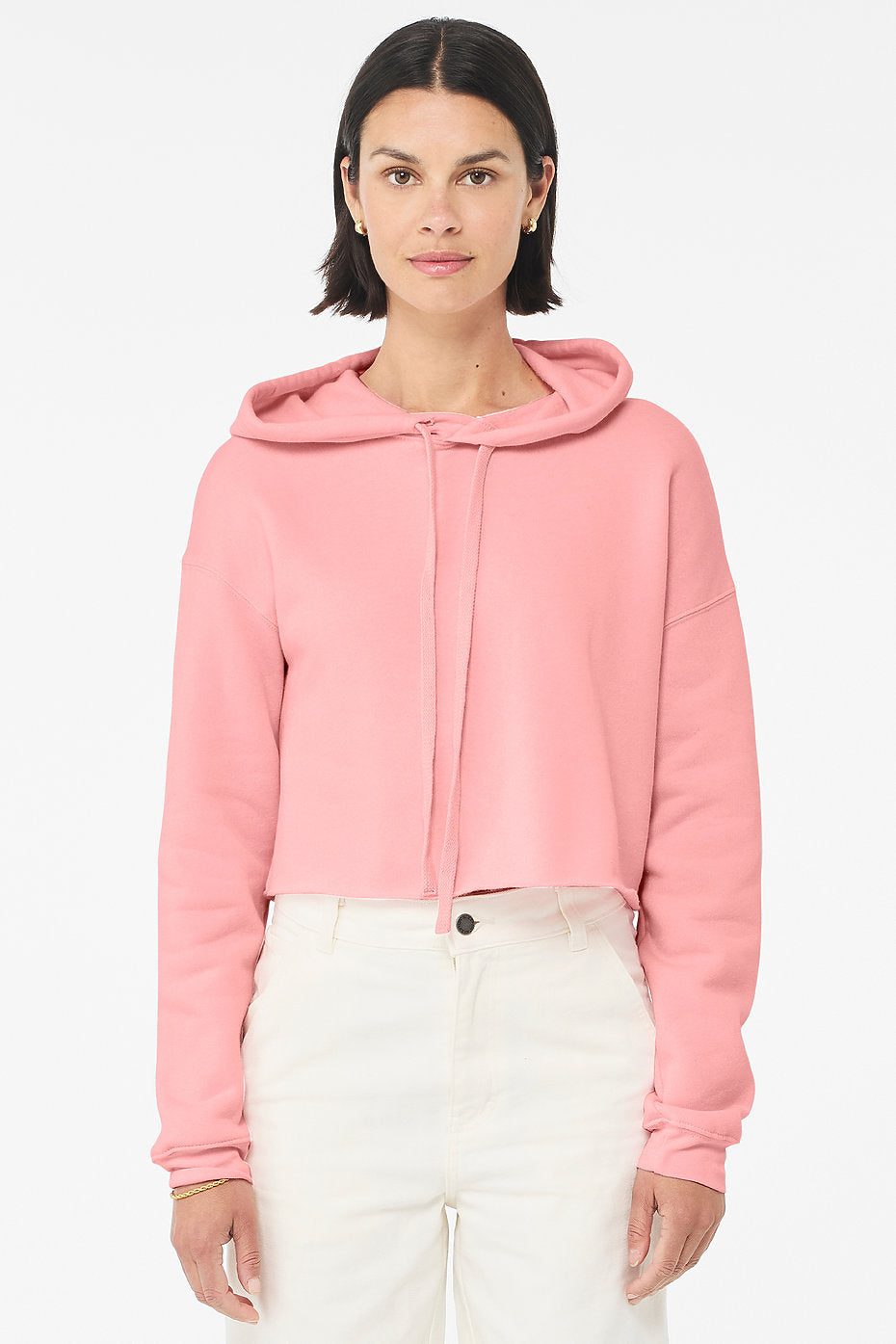 Stylish women's cropped fleece hoodie comfortable fit