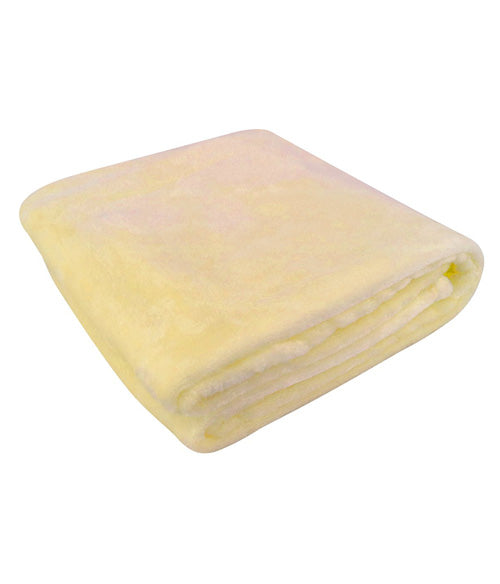 Soft yellow faux mink baby blanket folded for cozy warmth and comfort.
