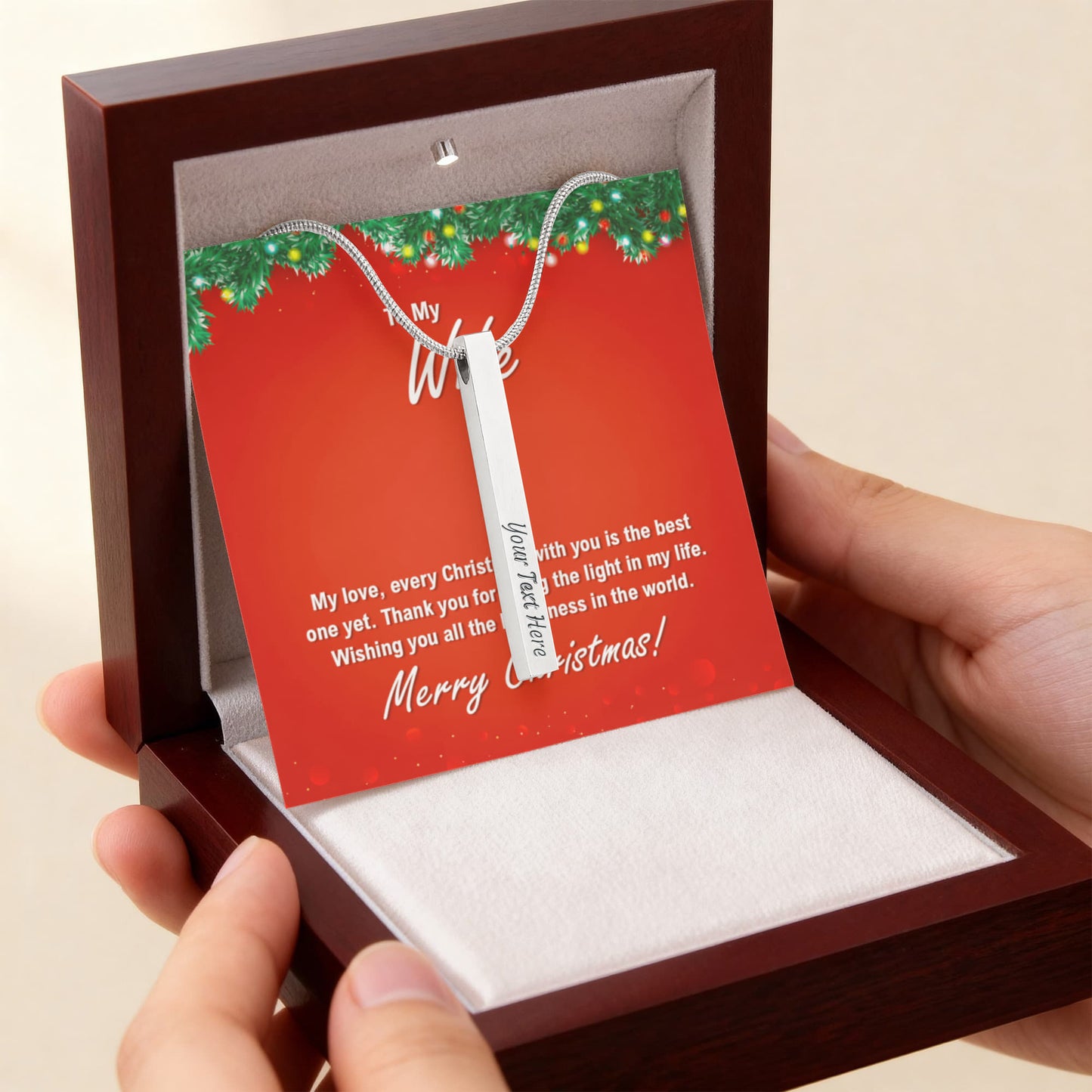 4 Sided Engravable Necklace Put Your Words Where She Can See Them!