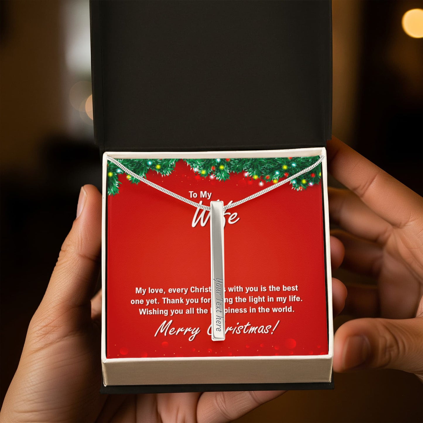 4 Sided Engravable Necklace Put Your Words Where She Can See Them!