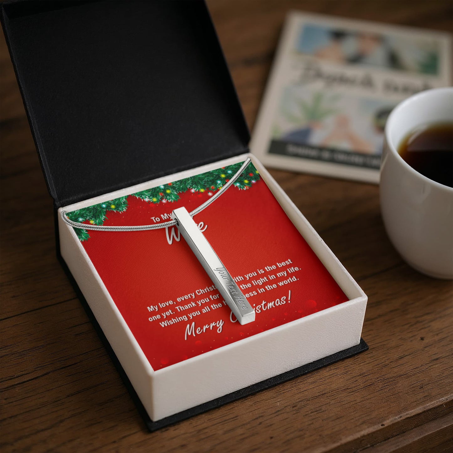 4 Sided Engravable Necklace Put Your Words Where She Can See Them!