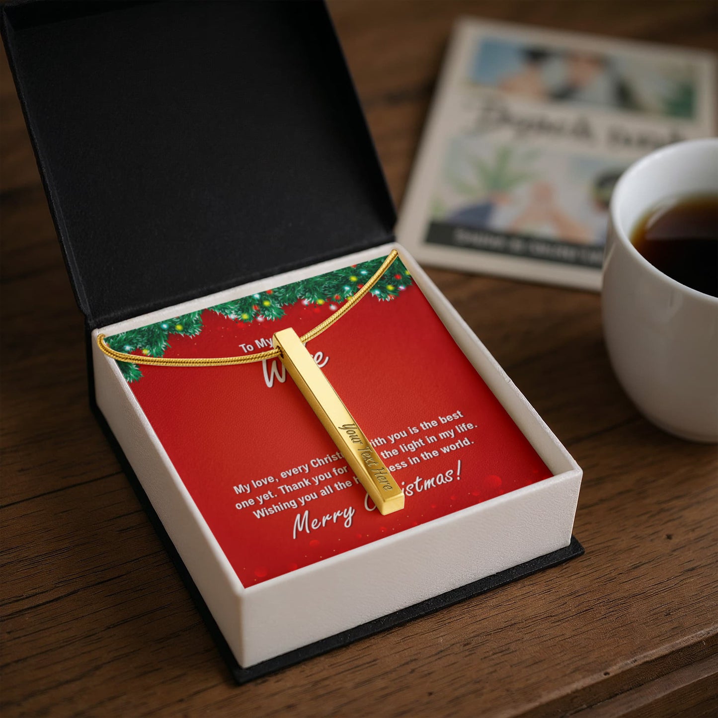 4 Sided Engravable Necklace Put Your Words Where She Can See Them!