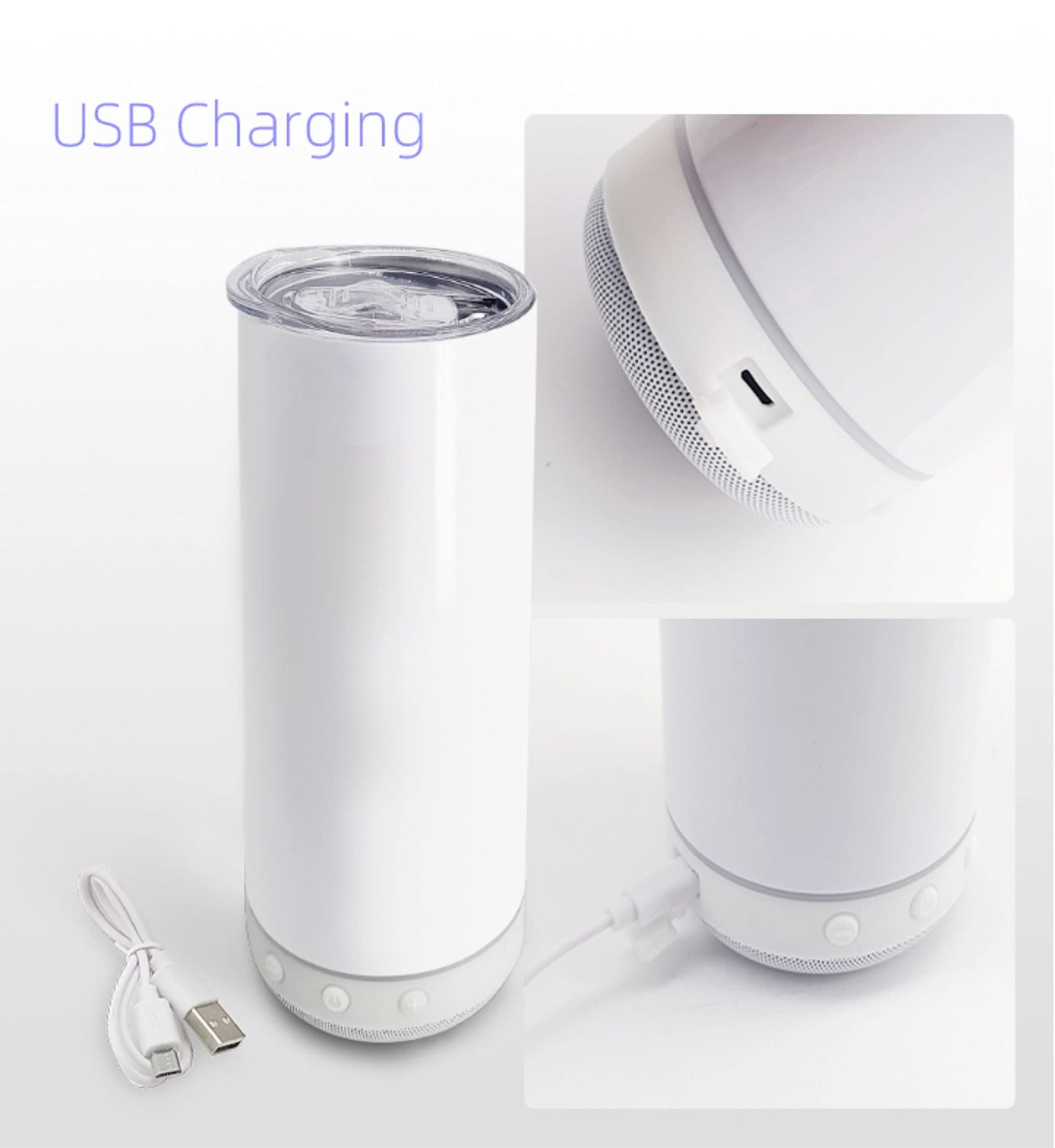 20oz Tumbler White with BlueTooth Speaker! Customize Yours Before They are Gone!!