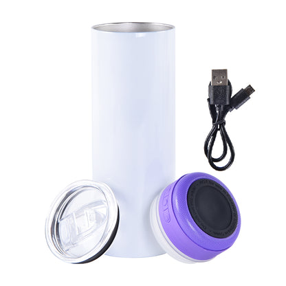 20oz Tumbler White with BlueTooth Speaker! Customize Yours Before They are Gone!!