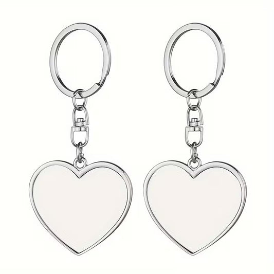 Customizable Heart Keychain Double Sided Silver in Color