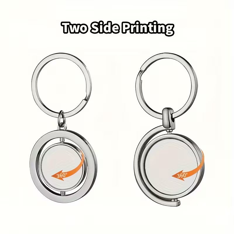 Sublimation Rotatable Double Sided Semi-Circle Keychain Silver in Color!