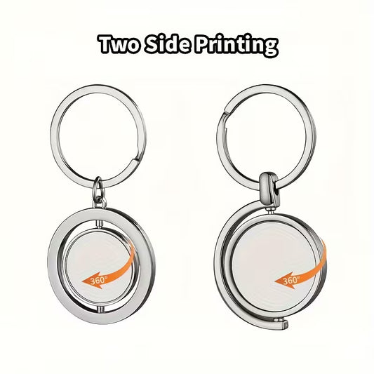 Sublimation Rotatable Double Sided Semi-Circle Keychain Silver in Color!