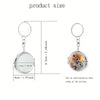 Keychain with round mirror and measurement details on a white background