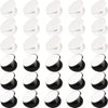 Set of white and black circular objects on a white background