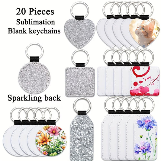 Customizable Silver Glitter Key Chain, One-Sided, Various Shapes Get Yours Now!!