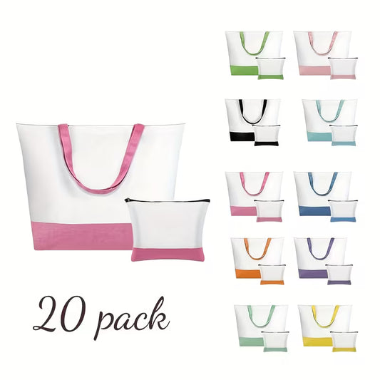 Canvas Tote Bag with Matching Makeup Bag - Personalize yours Today!
